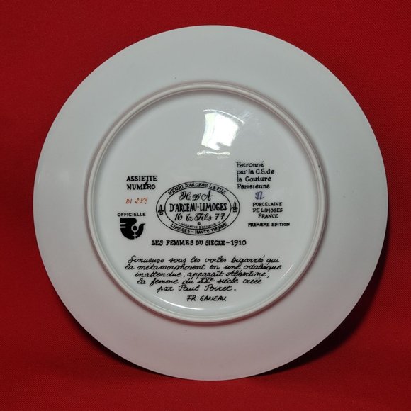 VTG 1976 D’Arceau Limoges Collectors Plate Albertine la Femme Liane  de Paul Pai - Picture 3 of 10